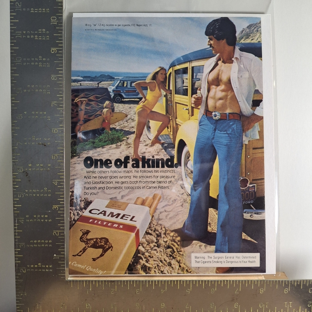 Vintage Camel Cigarette Magazine Ad - Beach Beach Scene Print - Retro